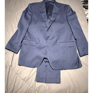 Loro Piana On The Move Performance Suite Navy Stripe‎ Wool Silk 46L 40W Cremieux
